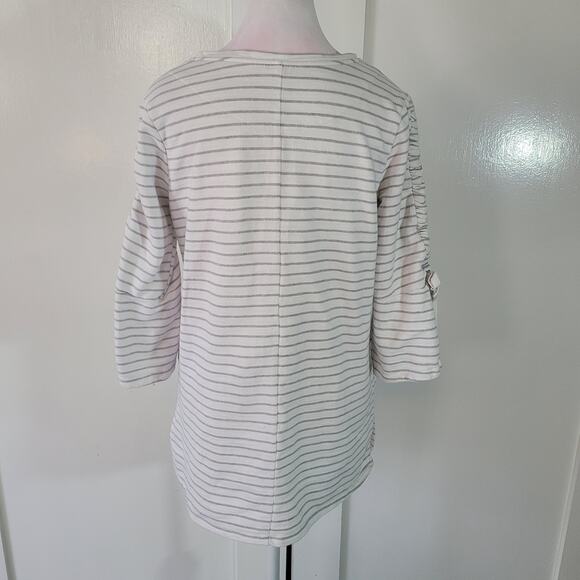 Neon Buddha Size S Striped 3/4 Cinch Sleeve Crewneck Tunic Top Thick Material - Picture 2 of 7
